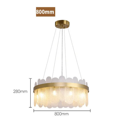 Glass ring chandelier at 31.5 in across in three-color switchable light