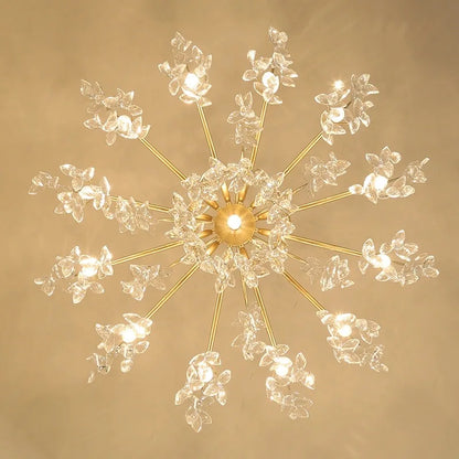 Crystal branch chandelier with seven lights on a chain pendant