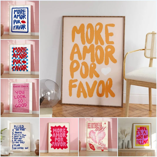 Maximalist Love Quote Typography Canvas Wall Art