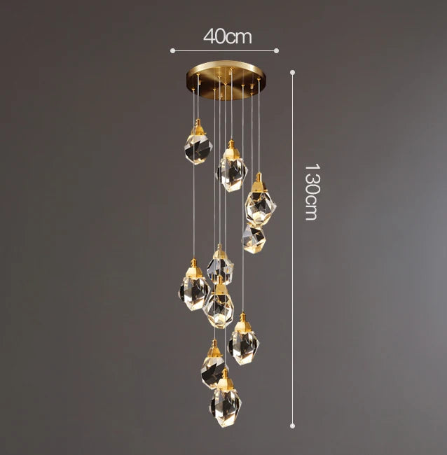 Remote dimming crystal chandelier adjusting its color temperature