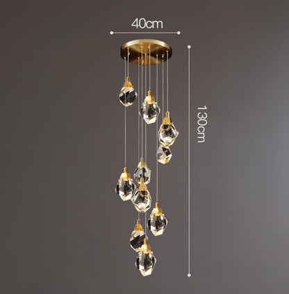 Remote dimming crystal chandelier adjusting its color temperature