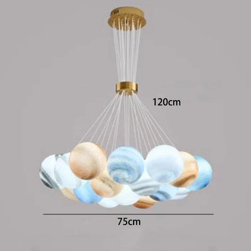 Thirteen head acrylic chandelier on an adjustable cord pendant