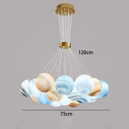 Thirteen head acrylic chandelier on an adjustable cord pendant