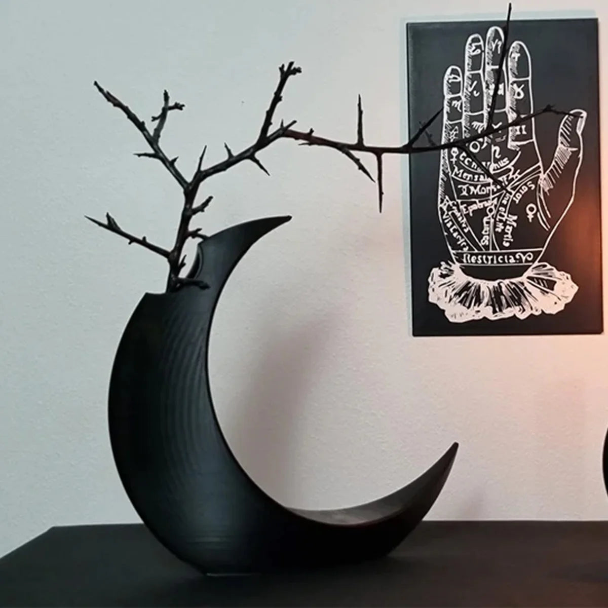 Gothic 3D printed moon vase Halloween wedding dried flower décor