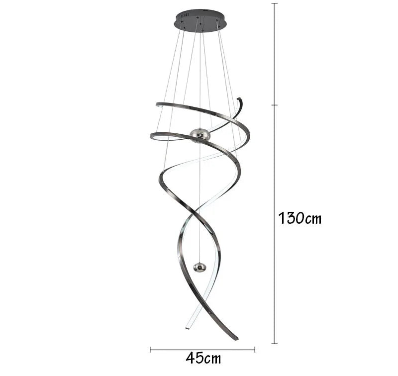 Black geometric staircase chandelier with touch on off switch control