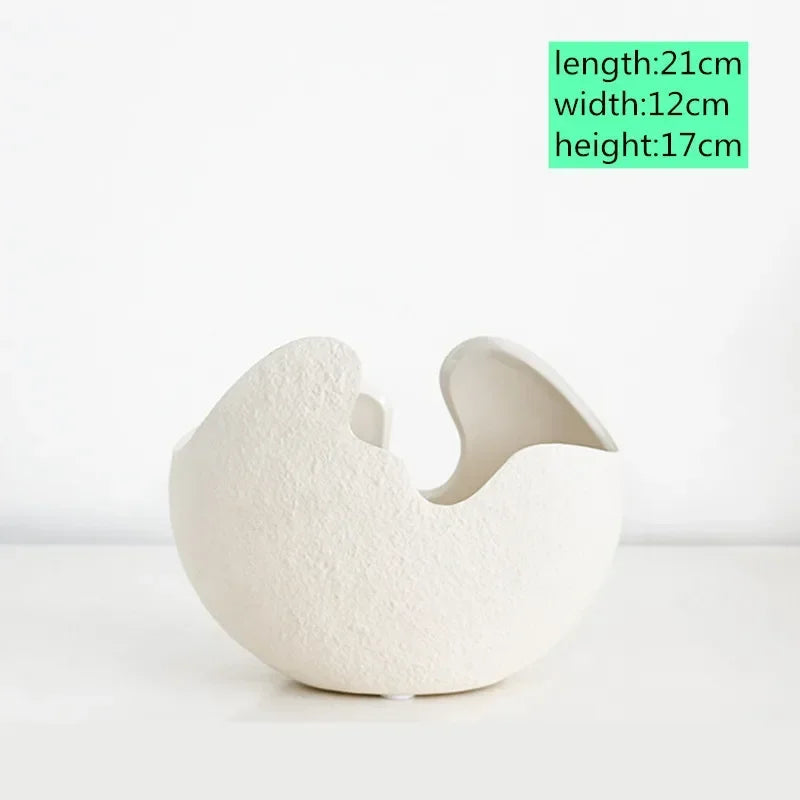 Nordic white ceramic egg shell vase flower pot home décor