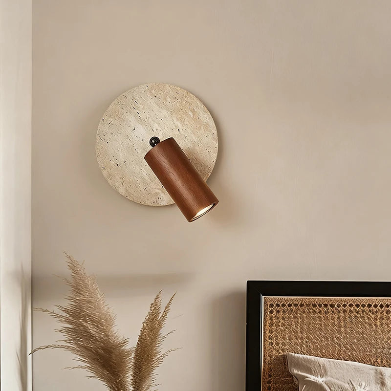 stone wall sconce, side profile showing mounting depth