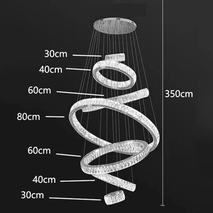 App and remote controlled crystal ring chandelier, dimmable