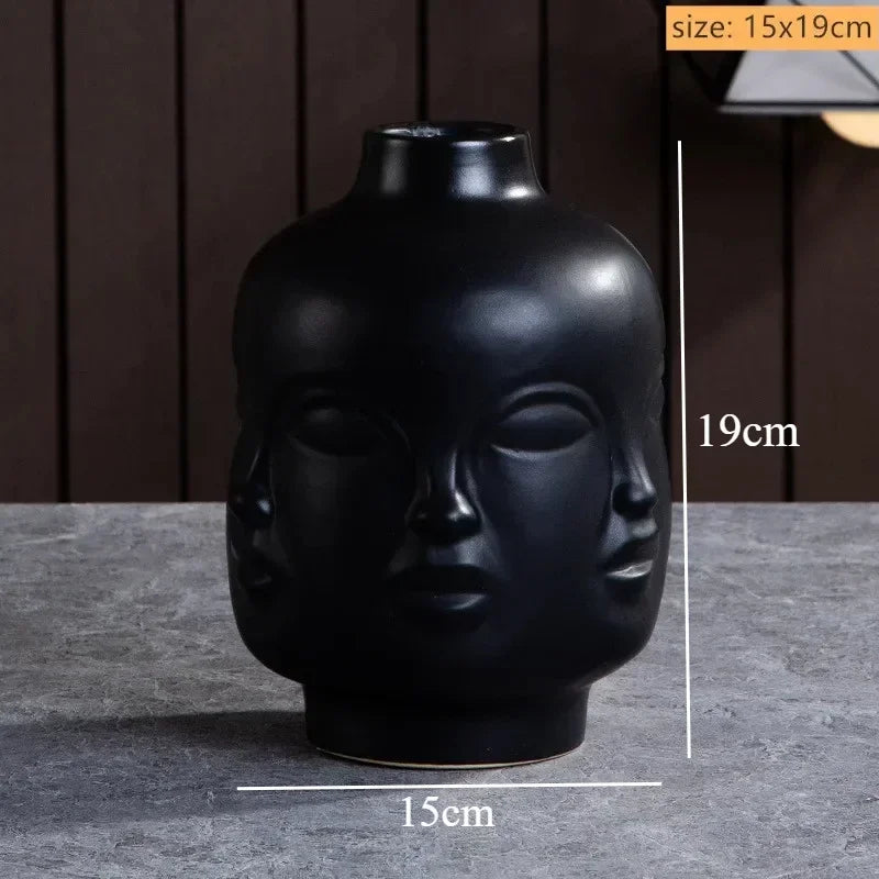Ceramic Human Face Vase Sculpture Handmade Art | Aurelia