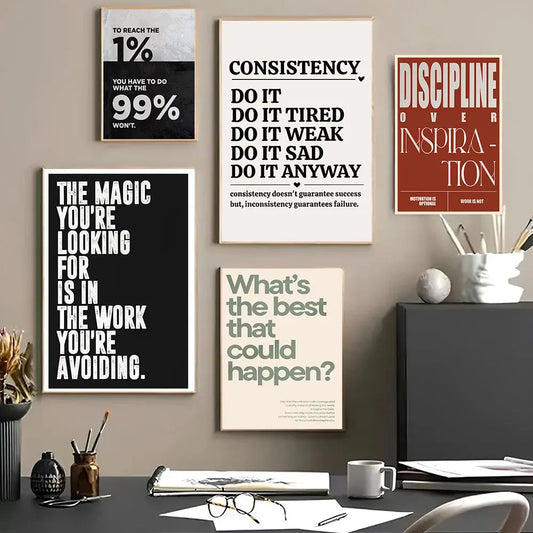 Minimalist Motivational Discipline Quote Canvas Wall Art