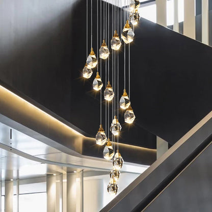 Crystal heads clustered on a cord pendant iron chandelier chassis