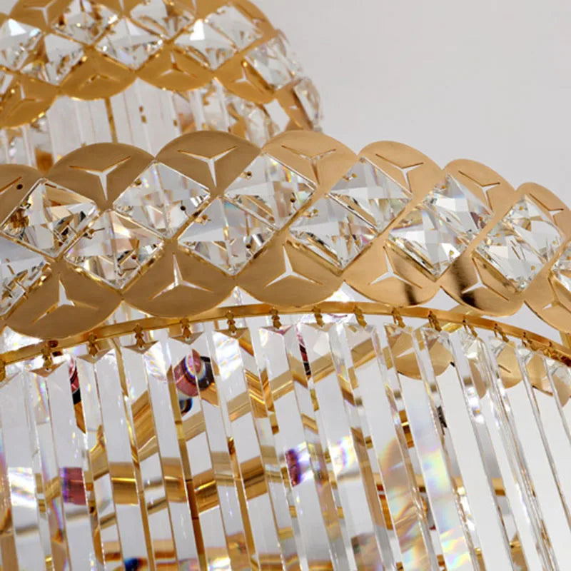 Spiral crystal chandelier with warm light and included wedge base LEDs