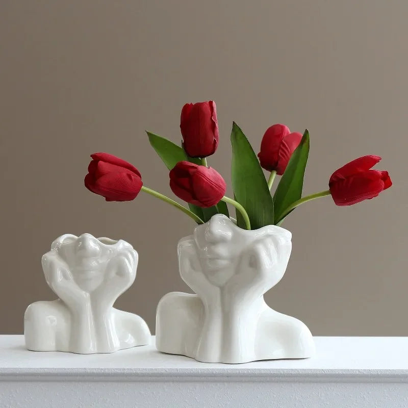 Resin human body art vase gold white black handcraft ornament