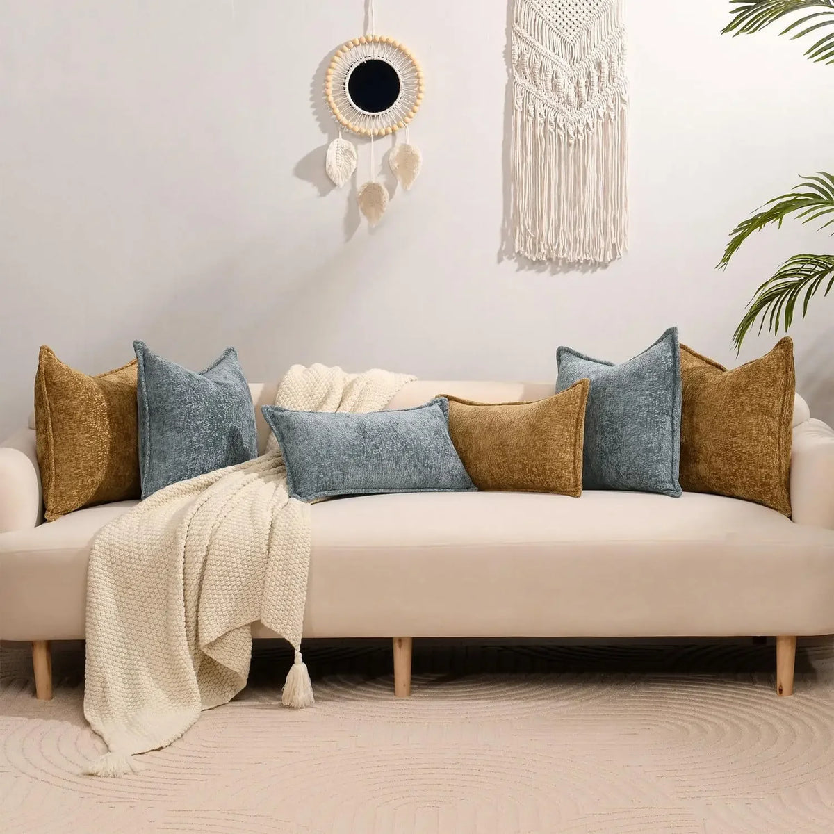 Solid Chenille Throw Pillow Cover — detail