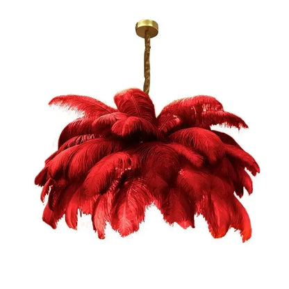 Khaki feather shade chandelier on a cord pendant, assembly required