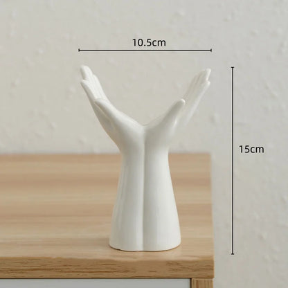 Ceramic hand arm palm sculpture flower vase porcelain art décor