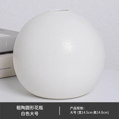 Side profile of white ball ceramic vase showing round European silhouette