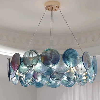 Two layer glass chandelier at 23.6 in diameter and 39.4 in height