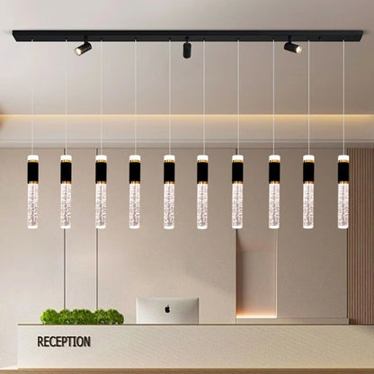 Twelve head linear chandelier, 59.1 in long, with a 59.1 in drop