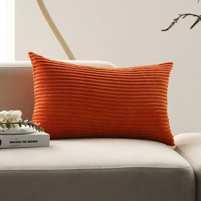 Orange Corduroy Lumbar Pillow Cover — styling detail