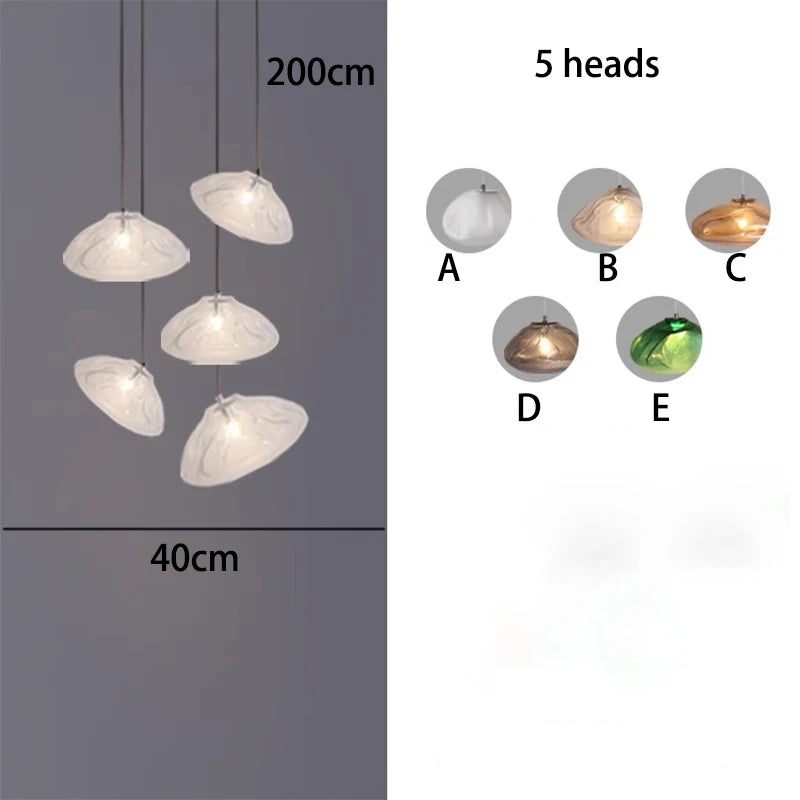 Nine head glass chandelier shown in cold white light, 90 to 260V