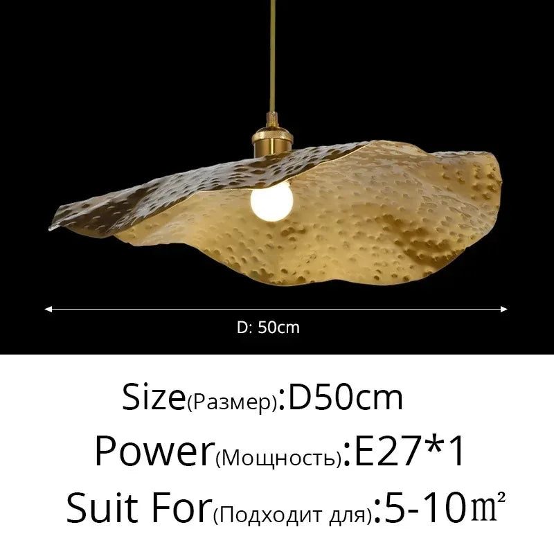 Hammered Brass Lotus Pendant