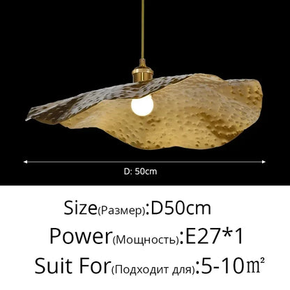 Hammered Brass Lotus Pendant