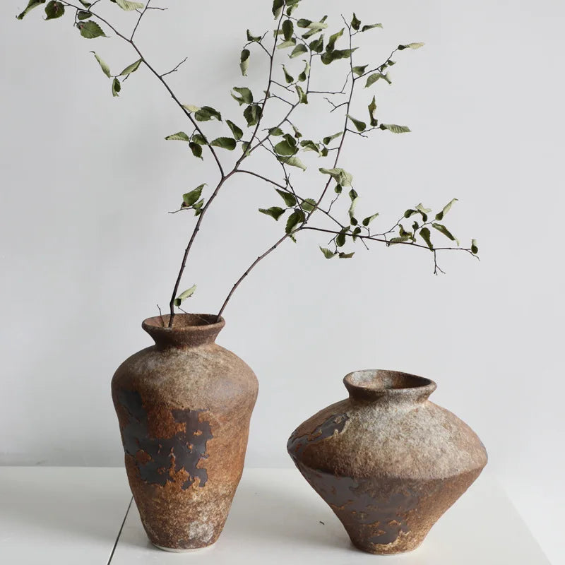 Retro handmade ceramic vase Zen Chinese hotel décor