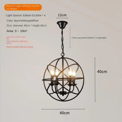 Wrought Iron Orb Chandelier
