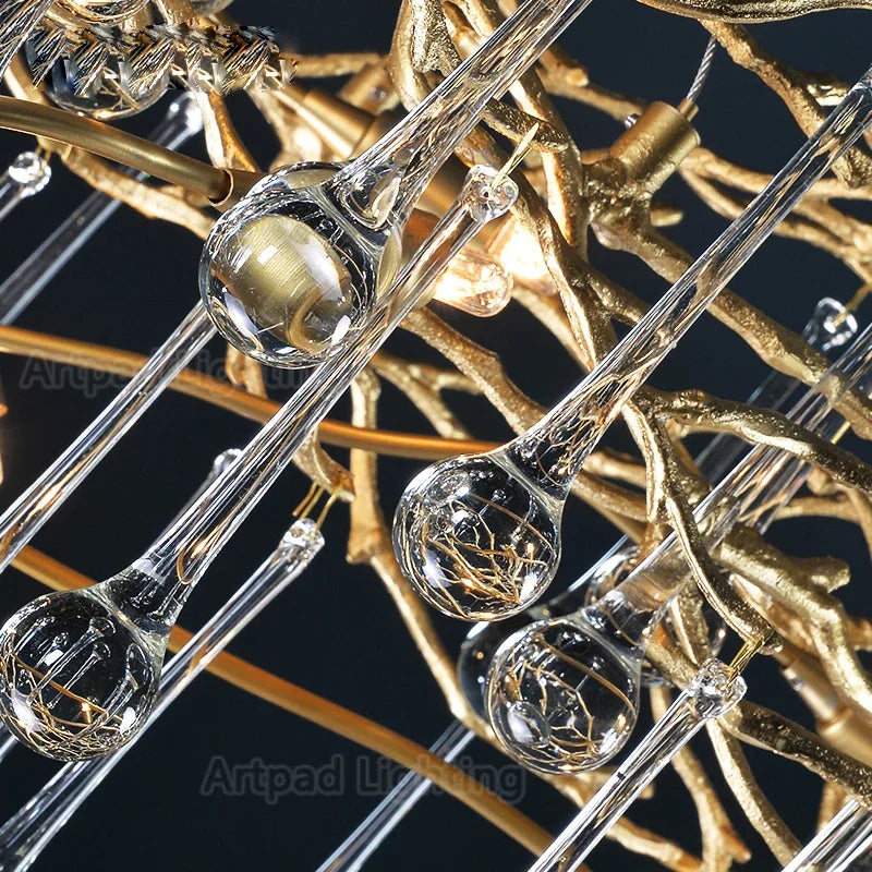 Silver branch crystal chandelier, 39.4 inches across, downward facing