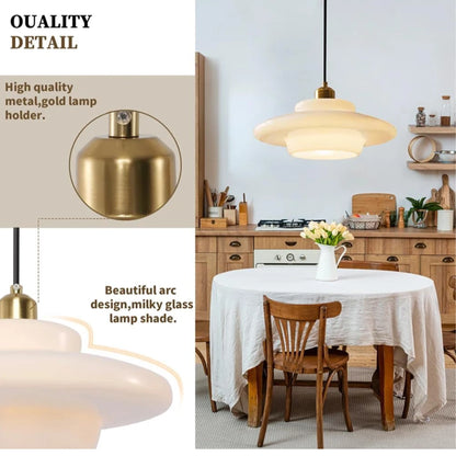 Milk Glass Brass Pendant Light
