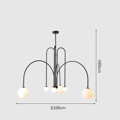 Art deco arc chandelier with three-color light and touch on off switch