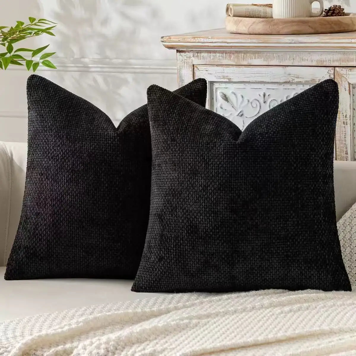 Cross-Stitch Chenille Pillow Cover