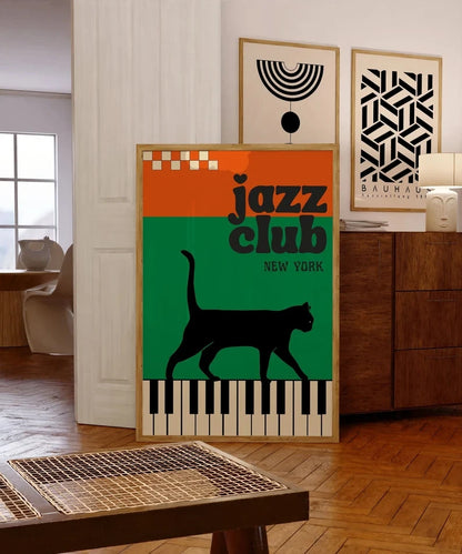 Black Piano Fortune Cat Canvas Wall Art
