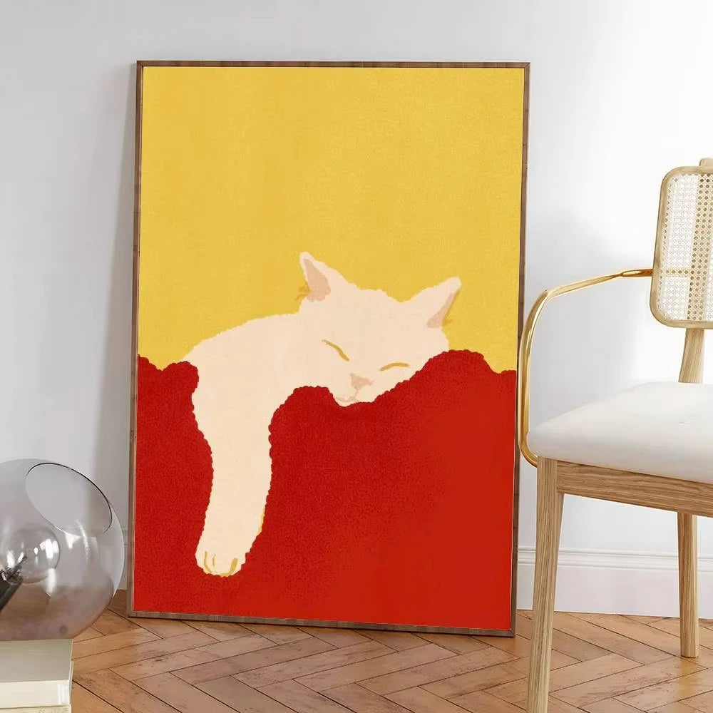 Colorful Cat Interior Canvas Wall Art