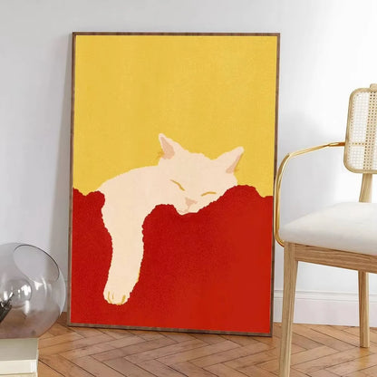 Colorful Cat Interior Canvas Wall Art