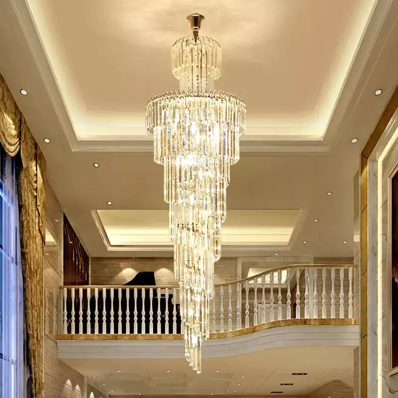 Crystal column chandelier on a silver bracket with a 315 inch maximum drop