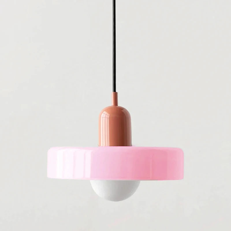 Orange glass chandelier with changeable light colour option