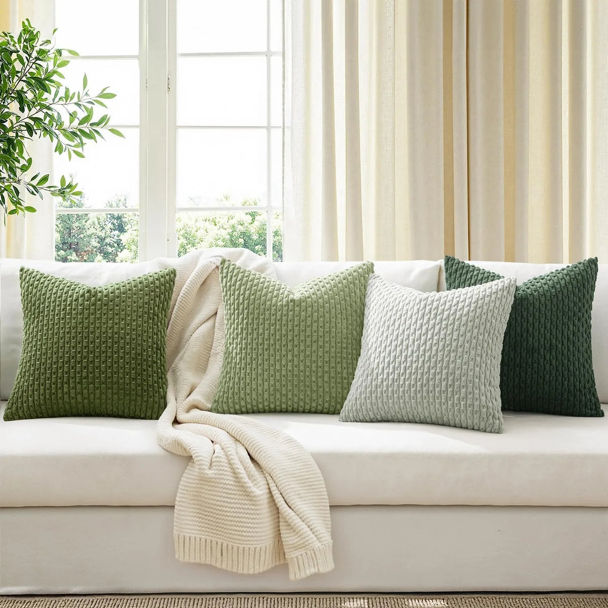 Boho Patchwork Corduroy Pillow Cover — styling detail
