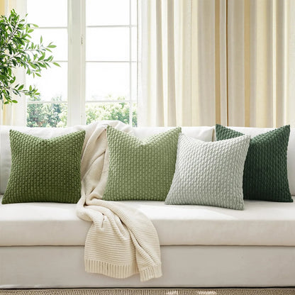 Boho Patchwork Corduroy Pillow Cover — styling detail