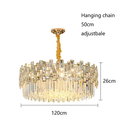 Long 47.2 in (120 cm) linear crystal chandelier in plated steel