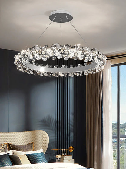 Single 29.5 in (75 cm) crystal ring chandelier with radiating petals