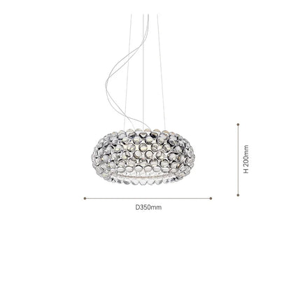Beaded table lamp version at 13.8 in (35 cm) on a chrome base