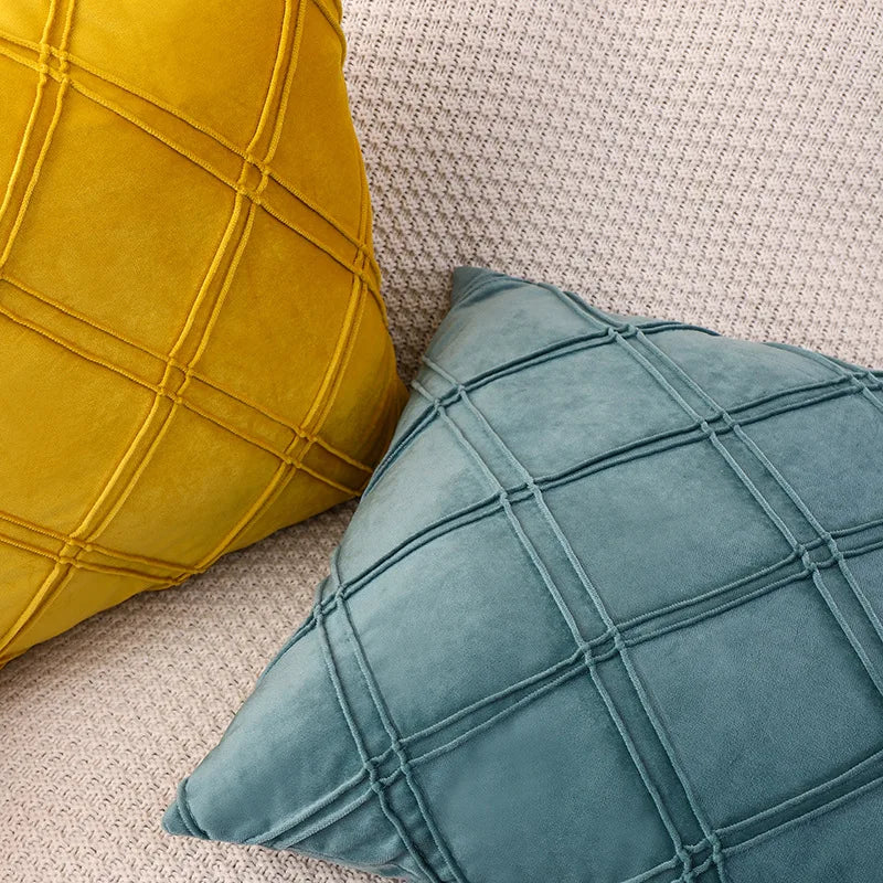 Geometric Velvet Throw Pillow Cover — detail
