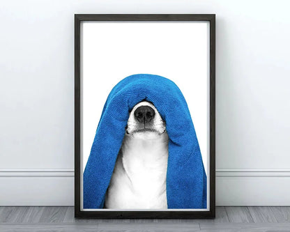 Funny Retro Dog Illustration Canvas Wall Art