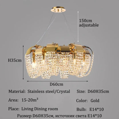 Crystal drop detail on the brushed ironware chandelier body
