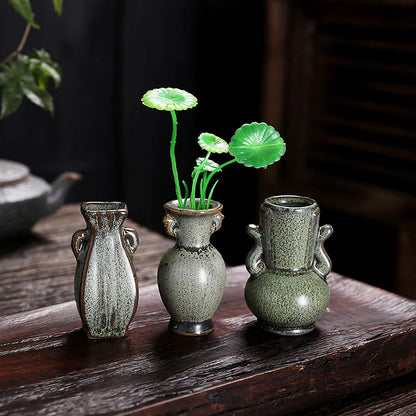 Ceramic miniature vase styled in chinoiserie living room