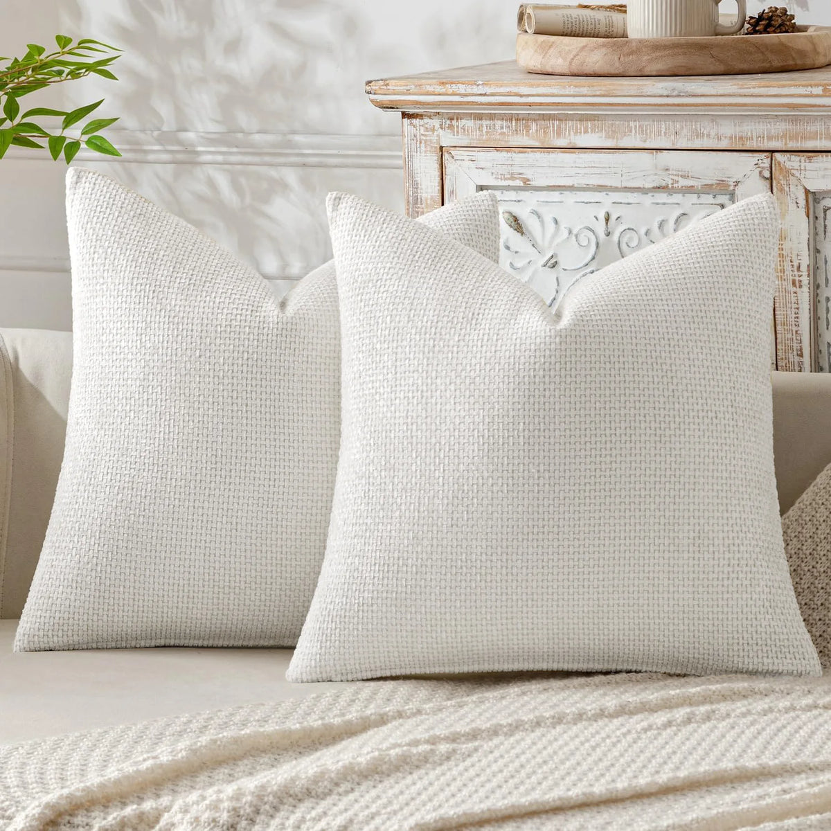 Farmhouse Chenille Throw Pillow Cover — styling detail
