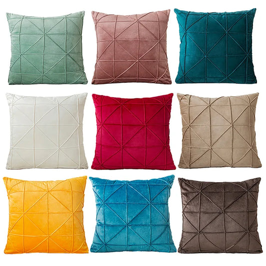 Checkered Velvet Throw Pillow Cover