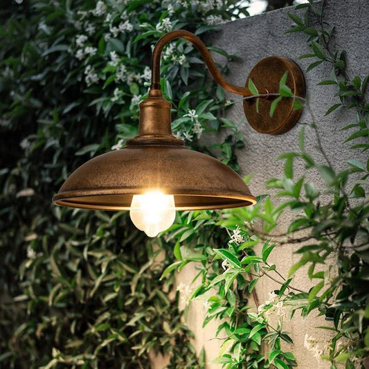 outdoor wall sconce, front view on white background